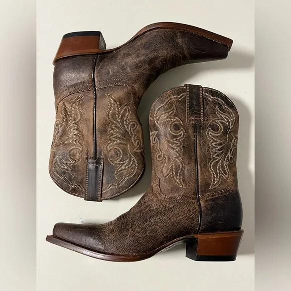 Shyanne Womens Sz 8.5M Western Cowgirl Cowboy Boots Snip Toe Brown Leather - Picture 5 of 16